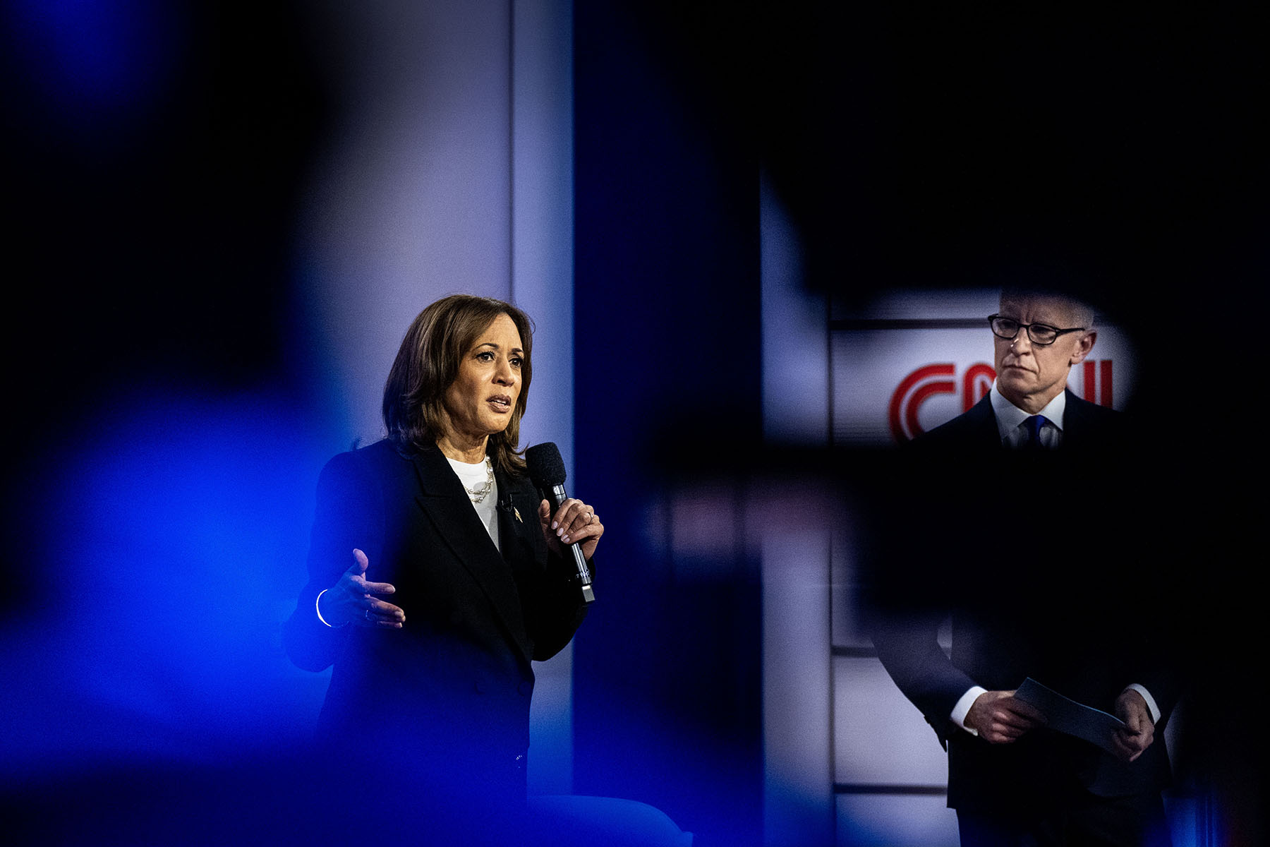 Vice President Kamala Harris speaks as she participates in a CNN Townhall with Pennsylvania voters.