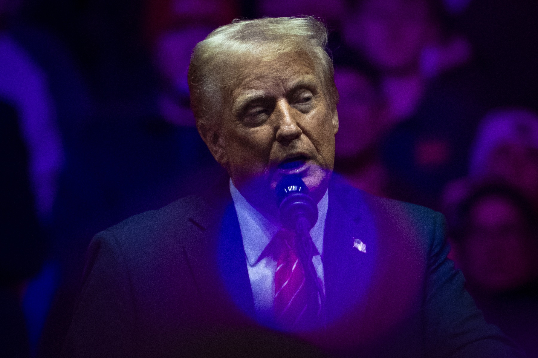 President-elect Donald Trump speaks during his pre-inauguration victory rally at Capitol One Arena in Washington.