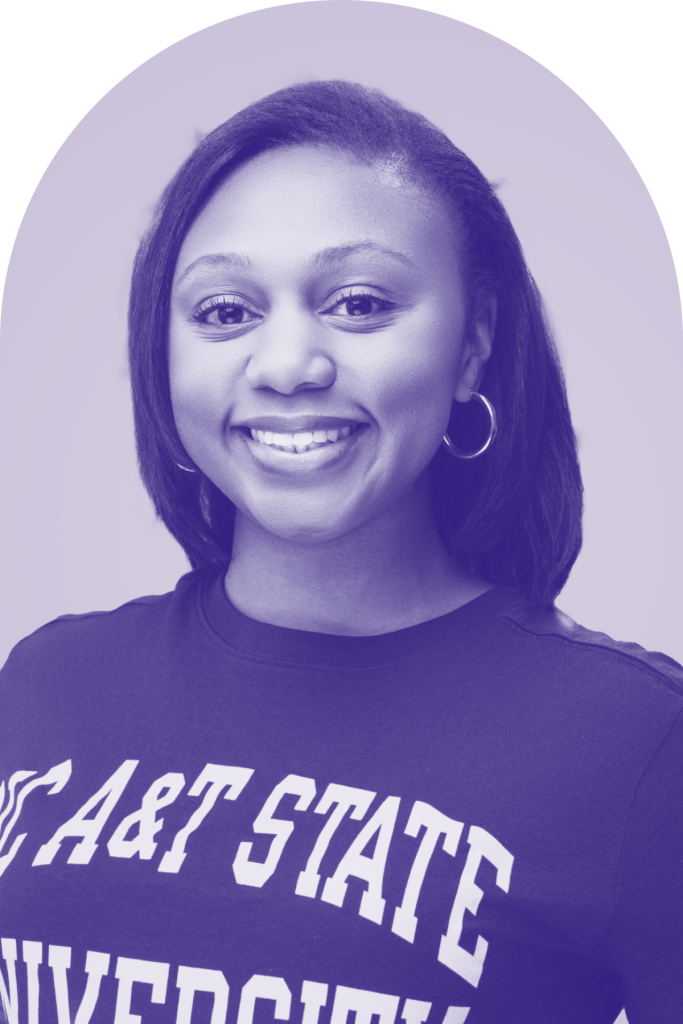 A purple headshot of 19th fellow Alexis Wray.
