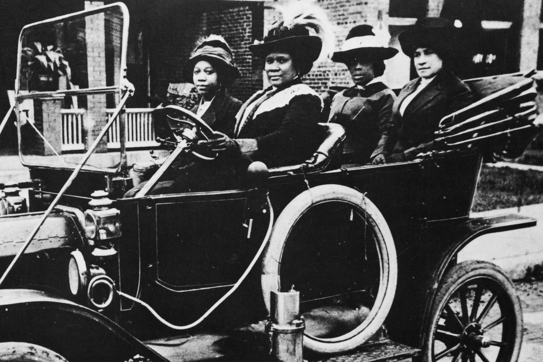 Madam C.J. Walker, the first woman to become a self-made millionaire in the United States, drive a car in 1911.