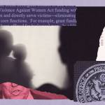 photo-collage style illustration featuring the presidential seal, shadowy figure, a photograph of President Donald Trump and text snippet that says 
