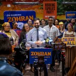 New York City mayoral candidate Zohran Mamdani smiles as he accepts the New York Working Families Party's endorsement as their number one choice.