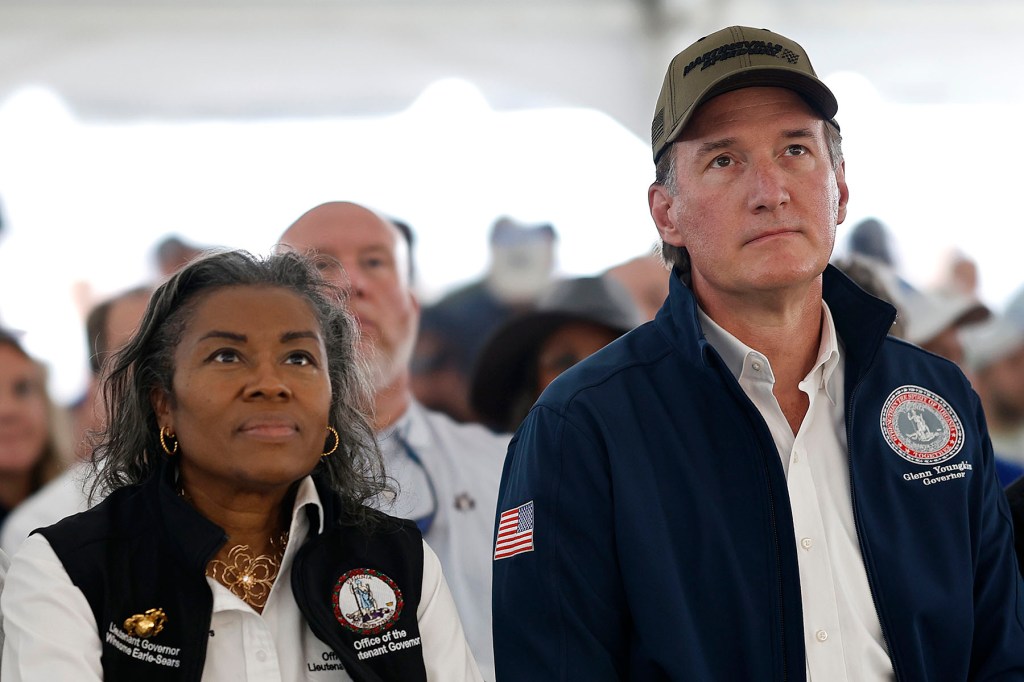 Lieutenant Governor Winsome Earle-Sears and Virginia Governor Glenn Youngkin attend the NASCAR Cup Series Cook Out 400.