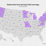 An illustrative map depicting the states that have banned child marriage in the U.S.