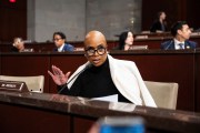 Rep. Ayanna Pressley speaks during a House Oversight Committee hearing on Capitol Hill.