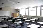 An empty classroom.