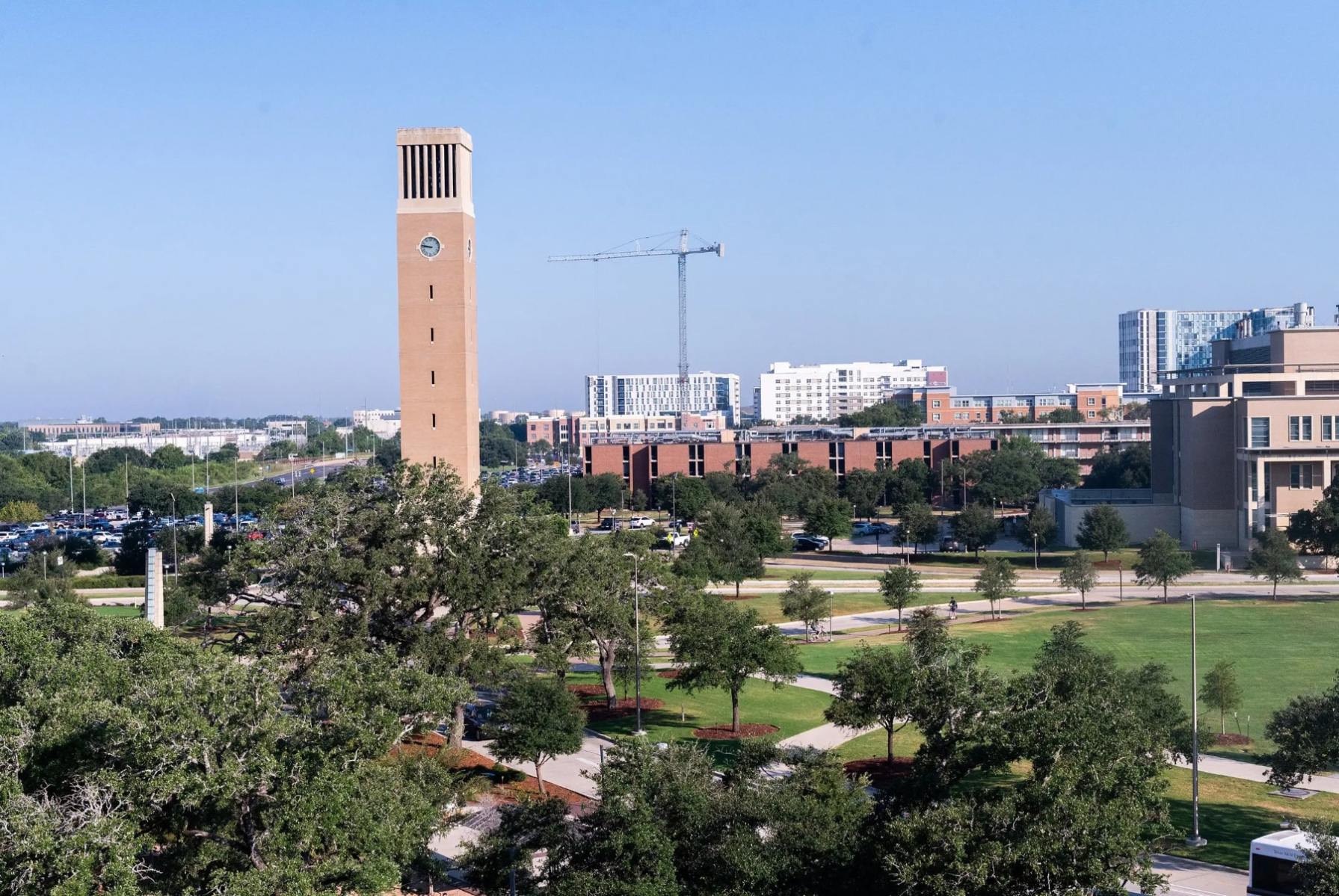 The Texas A&M University bell tower is seen on Aug. 21, 2024, in College Station.