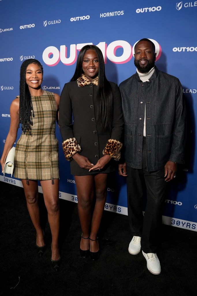 Gabrielle Union, Zaya Wade, and Dwyane Wade attend the Out100 Event 2024 in Hollywood, California