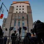 Media waits outside the Manhattan federal court for the sentencing of Sean 