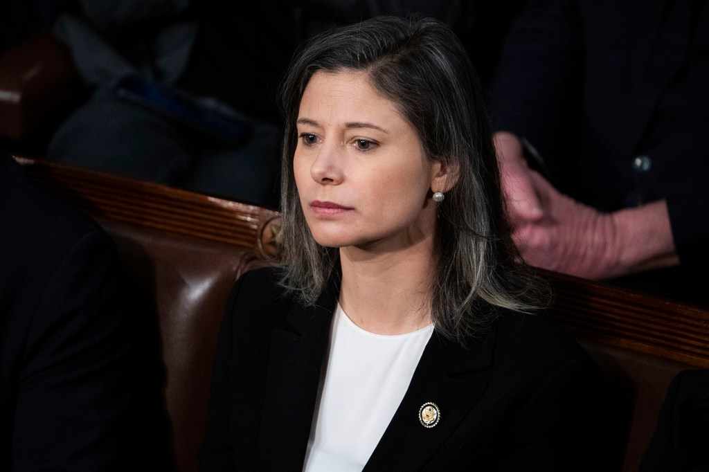 Rep. Maggie Goodlander attends the electoral college vote count during a joint session of Congress.