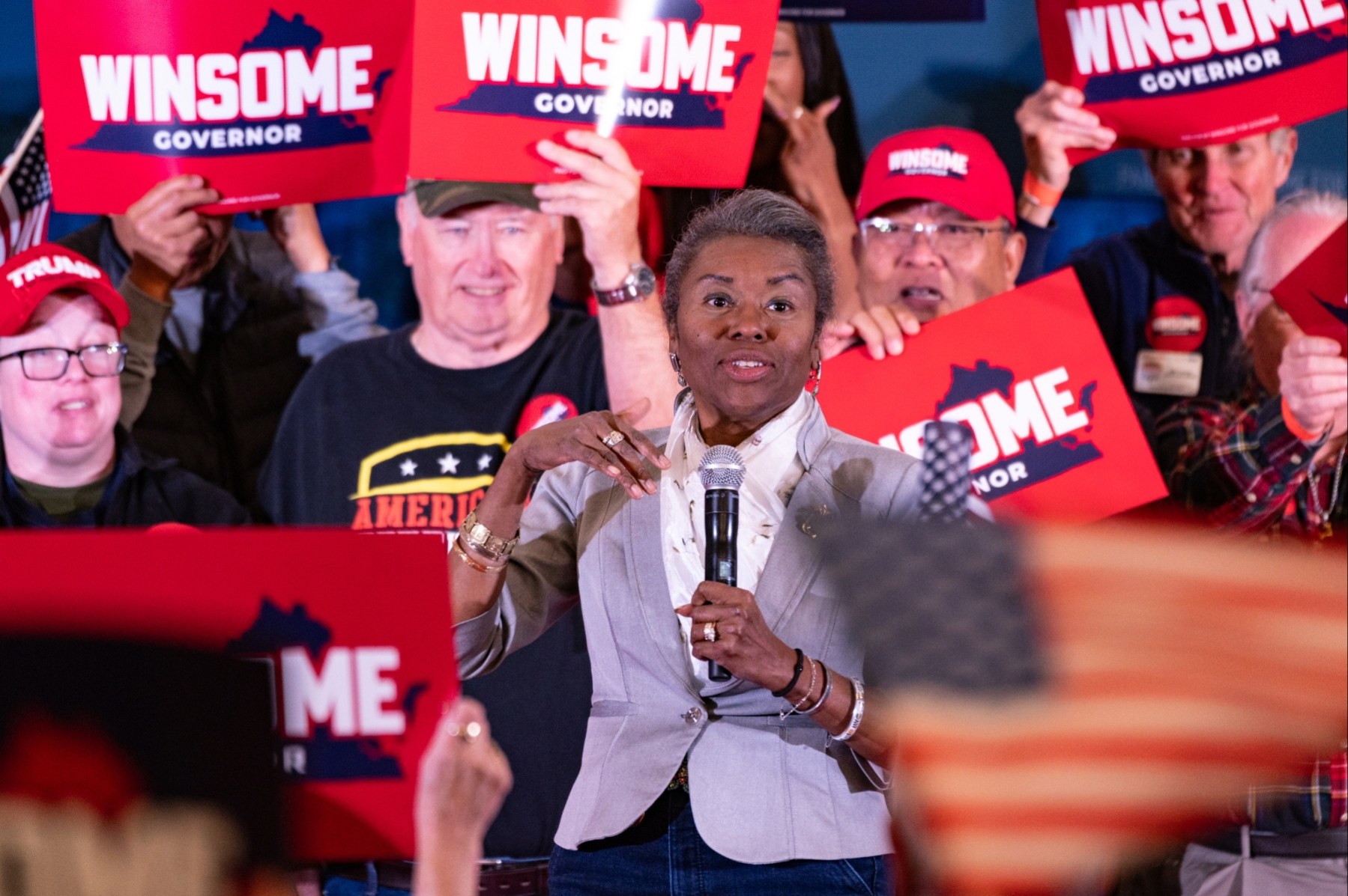 Winsome Earle-Sears speaks at a campaign stop.