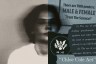 A conceptual collage featuring a blurred portrait of a person on the left and fragments of anti-trans political rhetoric on the right, including the phrases “There are TWO genders: MALE & FEMALE” and “Chloe Cole Act,” alongside imagery referencing the U.S. government.