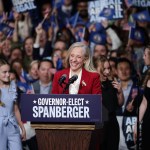 Virginia Governor-elect former Rep. Abigail Spanberger delivers remarks at her election night watch party.