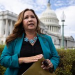Representative-elect Adelita Grijalva speaks with reporters after a press conference outside the Capitol.