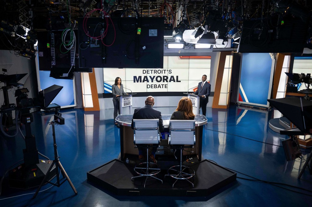 Detroit City Council President Mary Sheffield and Solomon Kinloch Jr. face off in a televised debate between the two remaining candidates in Detroit's mayoral race.