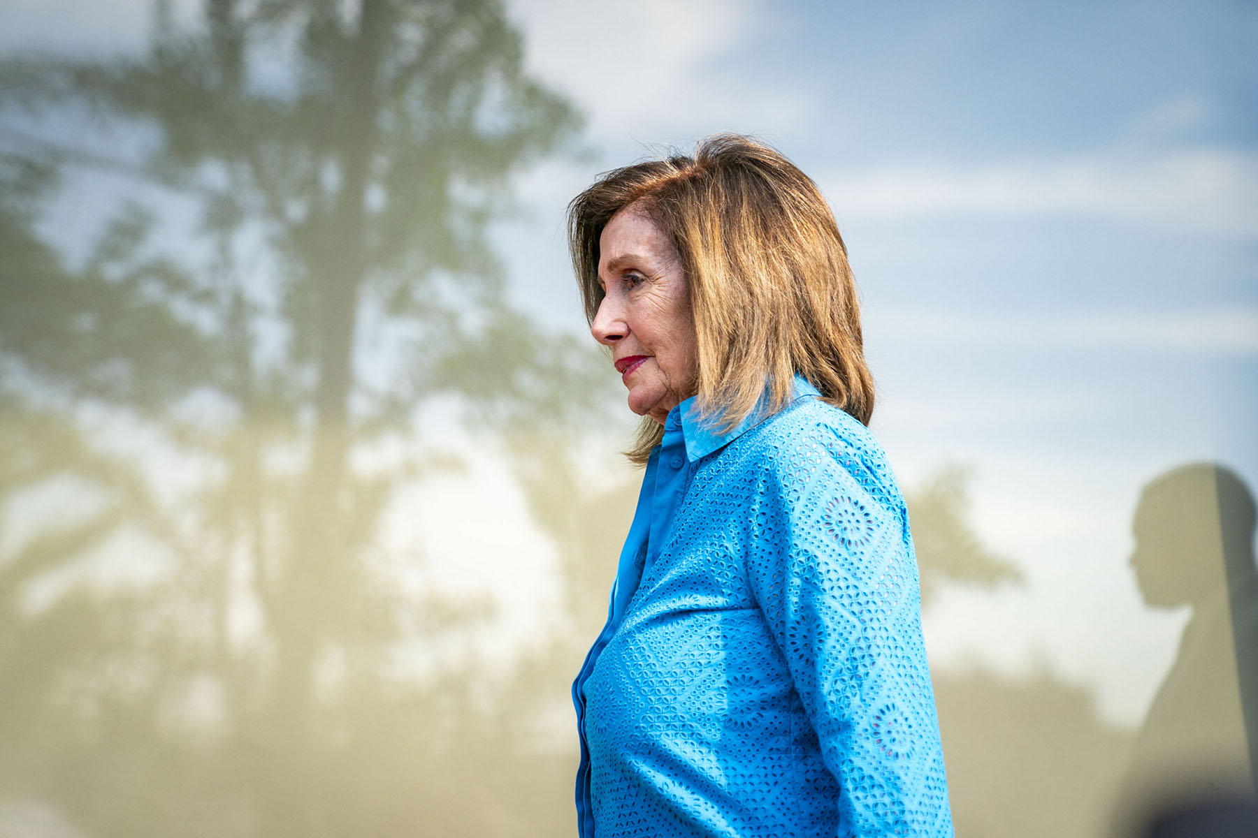 Rep. Nancy Pelosi enters the Democratic Congressional Campaign Committee headquarters in Washington, D.C.