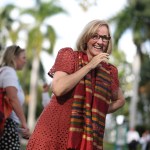 City of Miami Mayoral candidate Eileen Higgins speaks with supporters.
