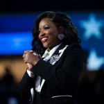 Rep. Jasmine Crockett speaks on the first night of the Democratic National Convention in Chicago.