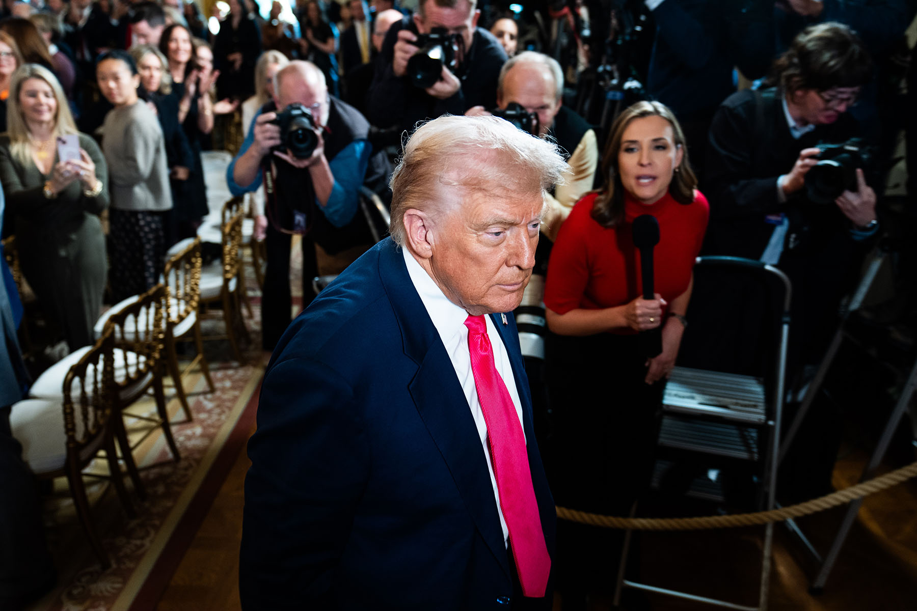 President Trump departs after signing an executive order in the East Room of the White House.