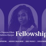 An illustrative image with text depicting The 19th's Frances Ellen Watkins Harper Fellowship.