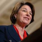 Sen. Amy Klobuchar speaks at a press conference.