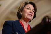 Sen. Amy Klobuchar speaks at a press conference.