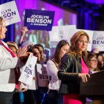 Michigan Secretary of State Jocelyn Benson, who is running for governor, speaks at the Michigan Democratic Party's convention.