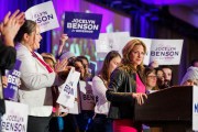 Michigan Secretary of State Jocelyn Benson, who is running for governor, speaks at the Michigan Democratic Party's convention.