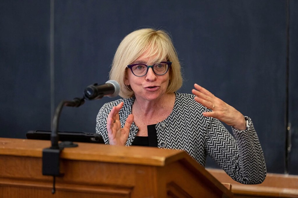 Chai Feldblum speaks during a lecture at Yale Law School.
