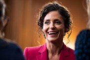 Rep. Julia Letlow smiles as she attends a discussion on Capitol Hill.