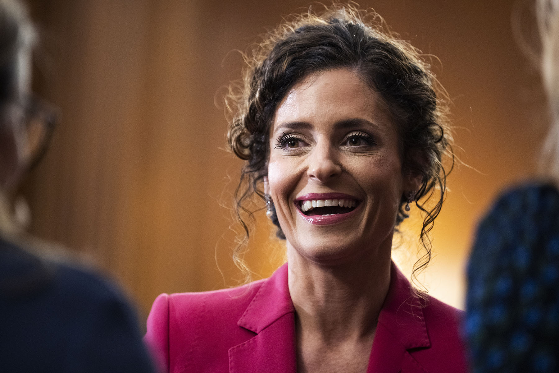 Rep. Julia Letlow smiles as she attends a discussion on Capitol Hill.