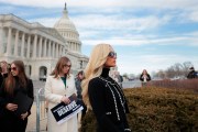 Paris Hilton arrives at a press conference for the DEFIANCE Act at the Capitol.