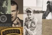 A collage of images shows women soldiers in Army uniforms during training, including close-up portraits, Ranger School scenes, and military aircraft preparation.