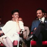 the Rev. Jesse Jackson seated beside Democratic California Congresswoman Maxine Waters at an event in 1984.