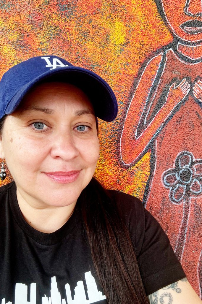 A closeup portrait of a woman