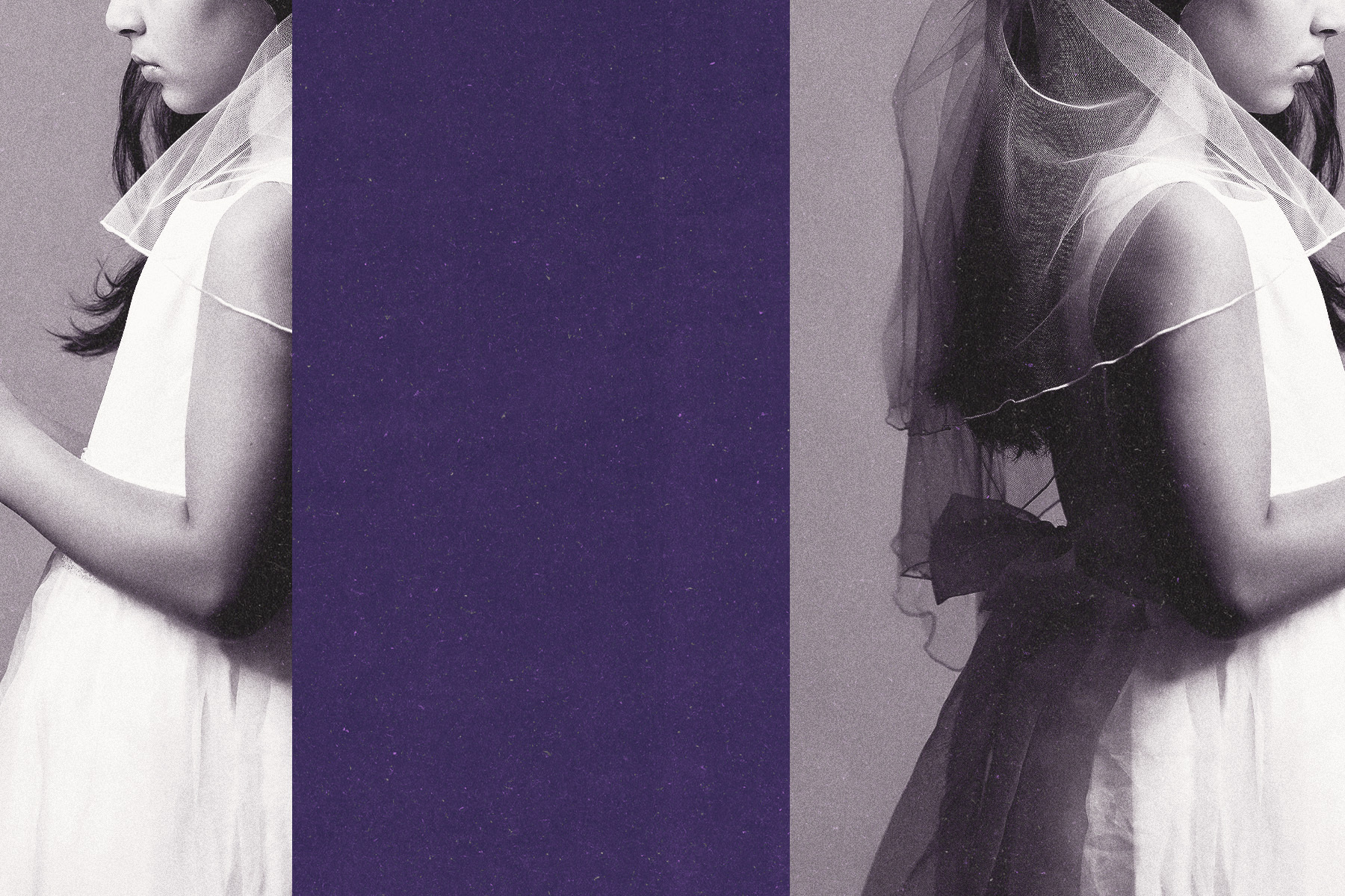 An illustrative image of young women in wedding dresses.