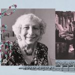 An illustration that features a portrait of Rachel and her playing at the piano on a light blue background with rosary beads.