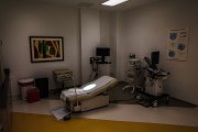 An exam table in a room where surgeries, including abortions, are performed is seen at a Planned Parenthood Health Center.
