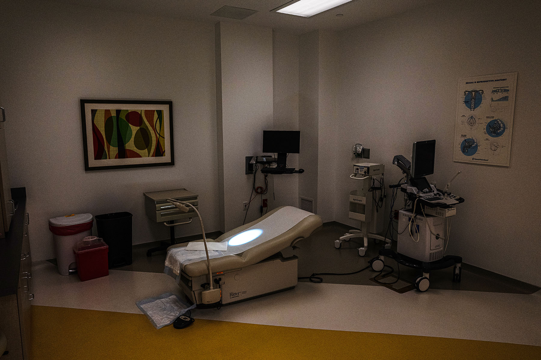 An exam table in a room where surgeries, including abortions, are performed is seen at a Planned Parenthood Health Center.