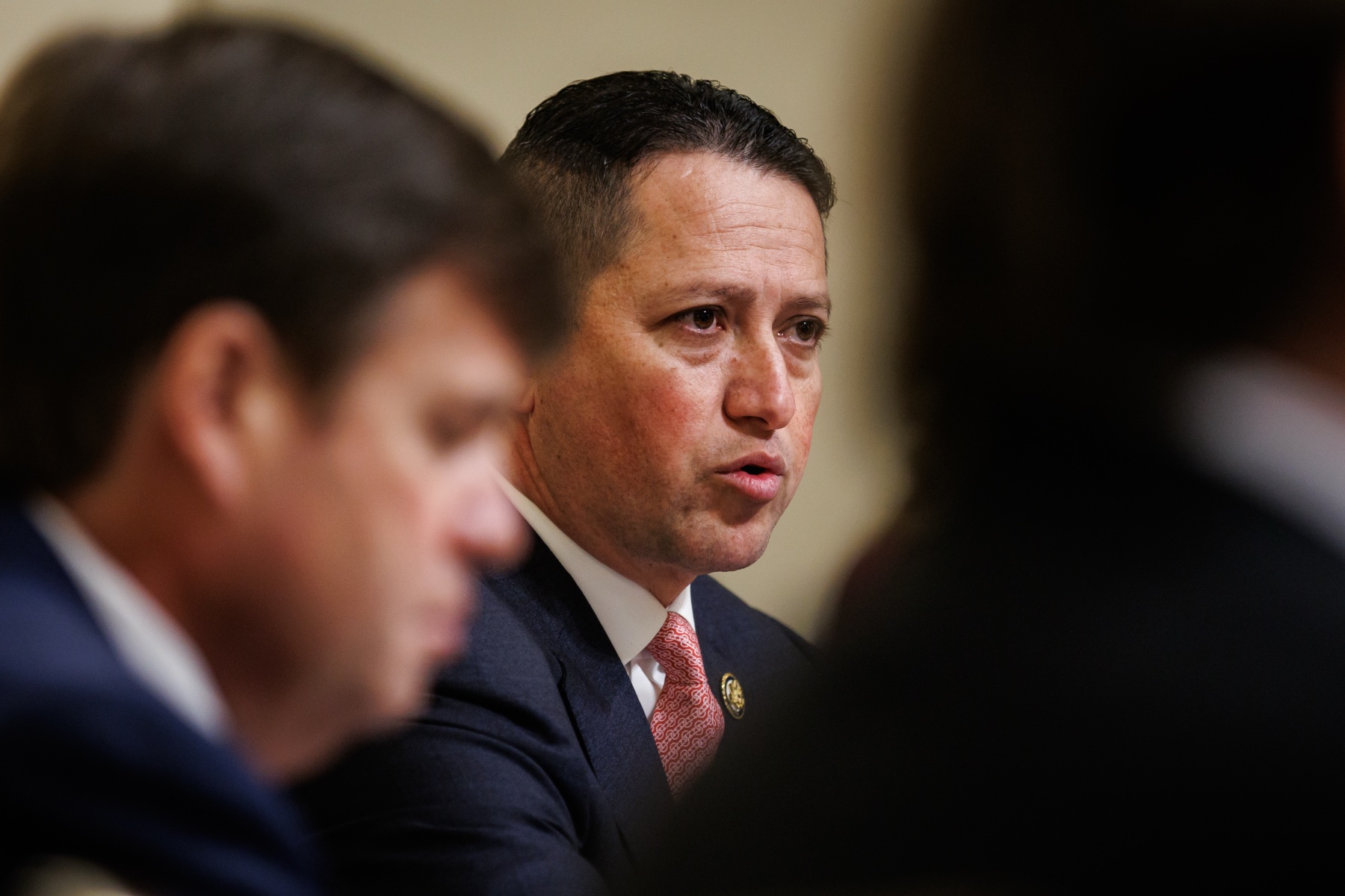 Rep. Tony Gonzales, center, has come under scrutiny over an affair with a former aide (not pictured).
