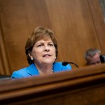 Shaheen seated at a desk in a blue suit.