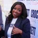 Rep. Jasmine Crockett smiles at supporters during a campaign event in Richardson, Texas.