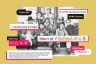 A black and white family portrait of influencer Hannah “BallerinaFarm” Neeleman is layered with bright social media graphics, including “Subscribe,” follower and like counts, motherhood hashtags, and profile text like “Mom of 7” and “Mothering 8 littles.”