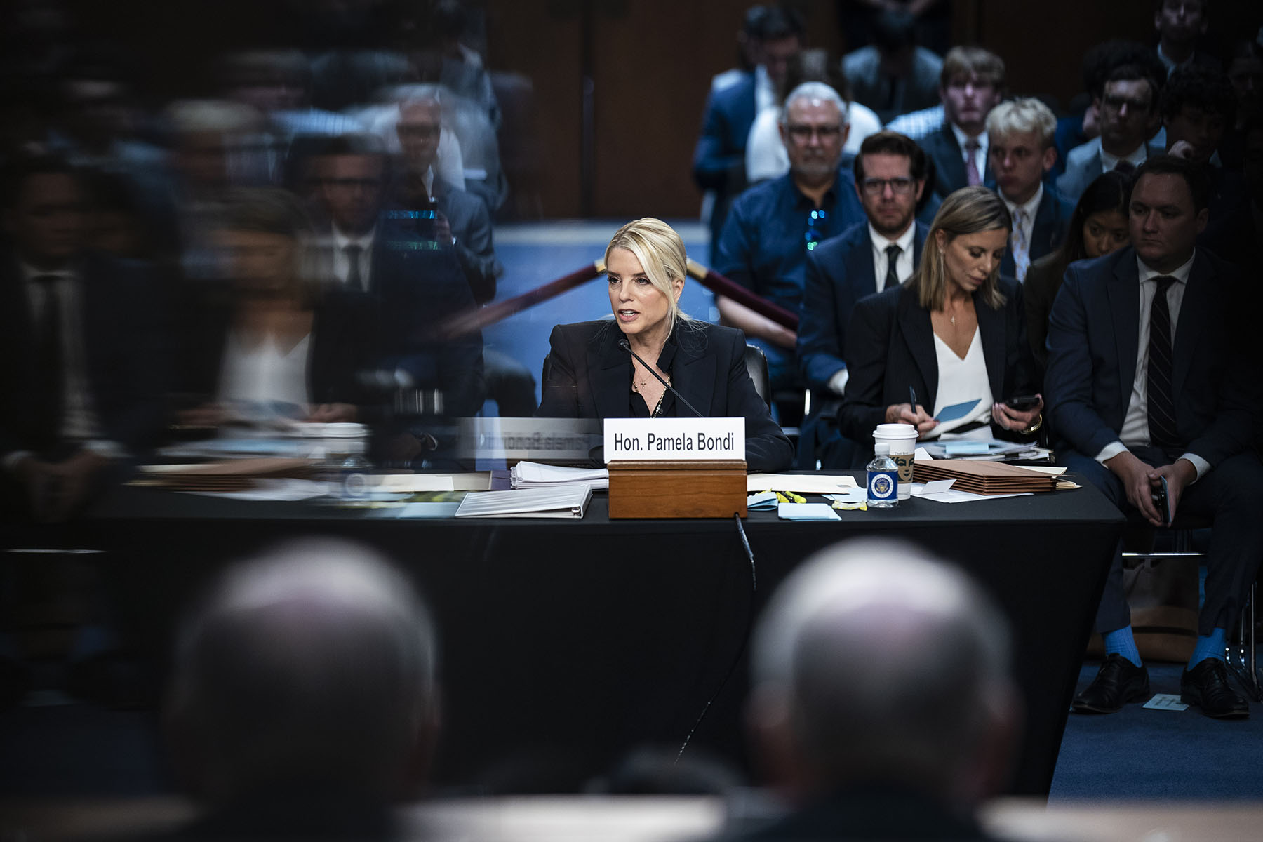 Attorney General Pam Bondi testifies during a hearing on Capitol Hill.