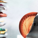 Close-up of a partially opened condom wrapper with an orange condom visible inside; several unopened wrappers are stacked in the blurred background.