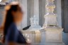 The marble statue Contemplation of Justice is seen outside the Supreme Court building.