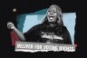 A photo illustration of Brown speaking with the words Deliver for Voting Rights below her portrait.