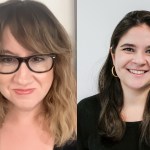 Diptych of two women in closeup smiling at the camera.