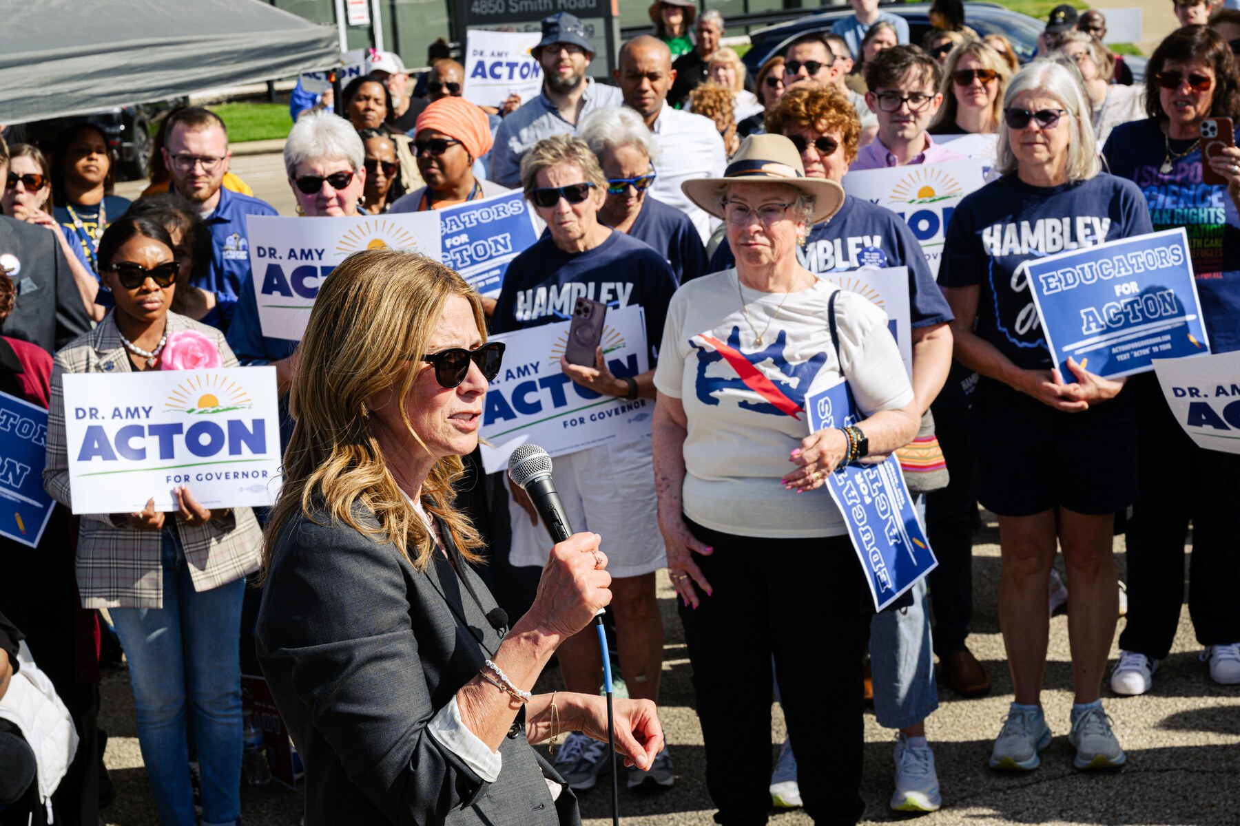 Dr. Amy Acton, Ohio Democratic gubernatorial candidate, speaks to supporters during a rally.